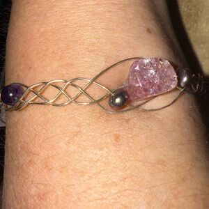 Intricate Pink and Purple Wire-Wrapped Bracelet